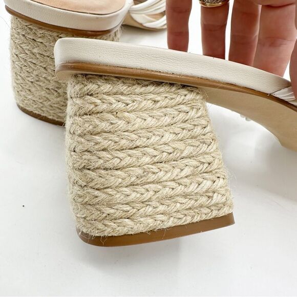 Andre Assous Cream/Tan Kelsie Twist Mule Slide Jute Chunky Heel Sandal (Women) 9 - Picture 10 of 15